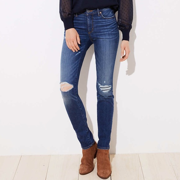 LOFT Destructed Slim Pocket Modern Skinny Jeans - Picture 7 of 8